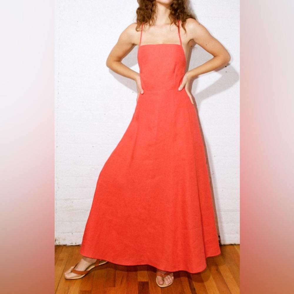 Almost new Mara Hoffman orange Verona linen dress with pockets size 4